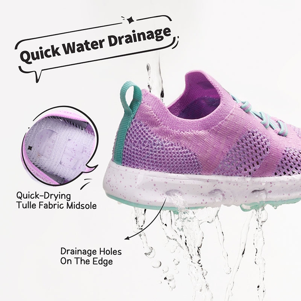Knit Lightweight Slip-on Sneakers - PURPLR GREEN - 1